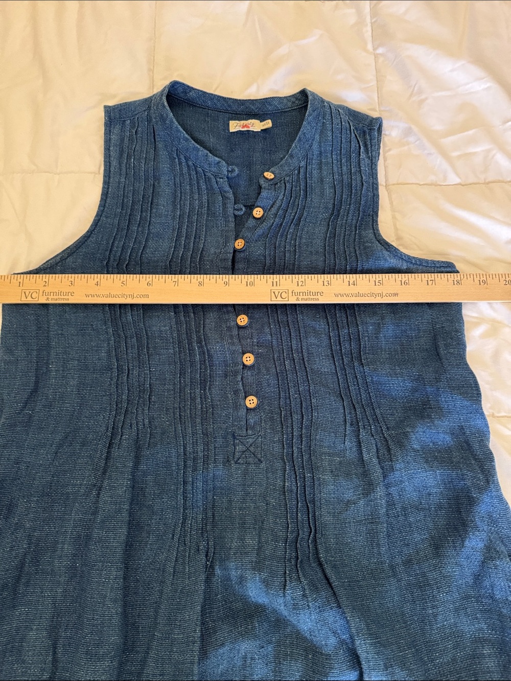 Faherty Blue Isha Linen Sleeveless Mini Dress Sz XS - Picture 5 of 8